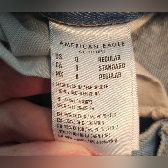 American Eagle Womens Straight Mom Jeans Size 0 Regular Light Destroy Distressed - Picture 11 of 16
